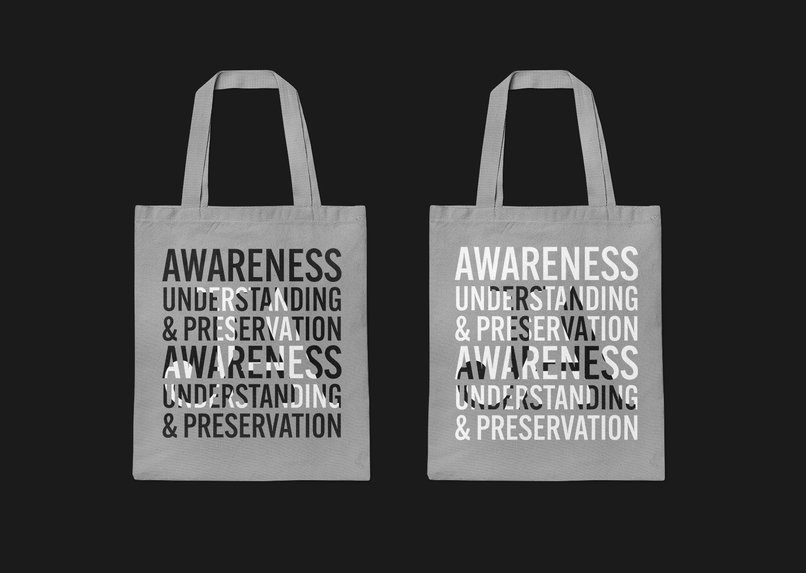 Logo application and design tote bag that promotes JAHM slogan